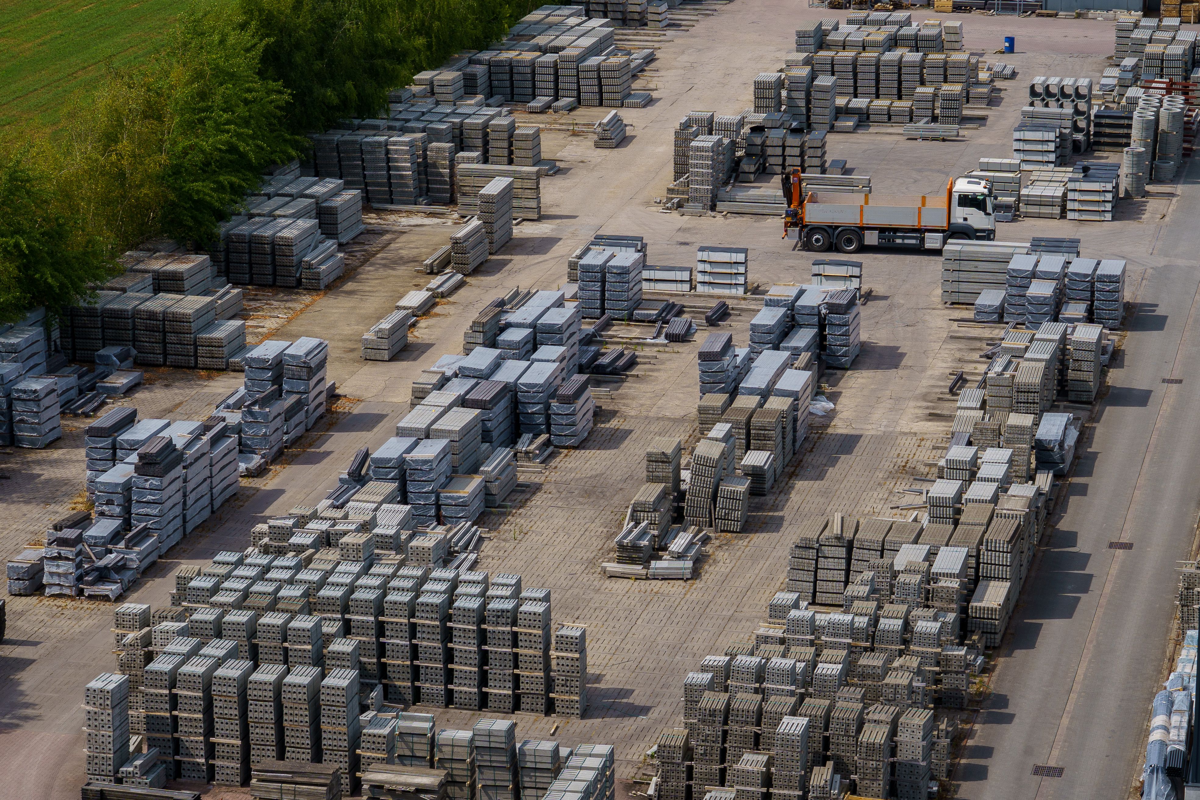 Construction materials arranged for inspection and supply