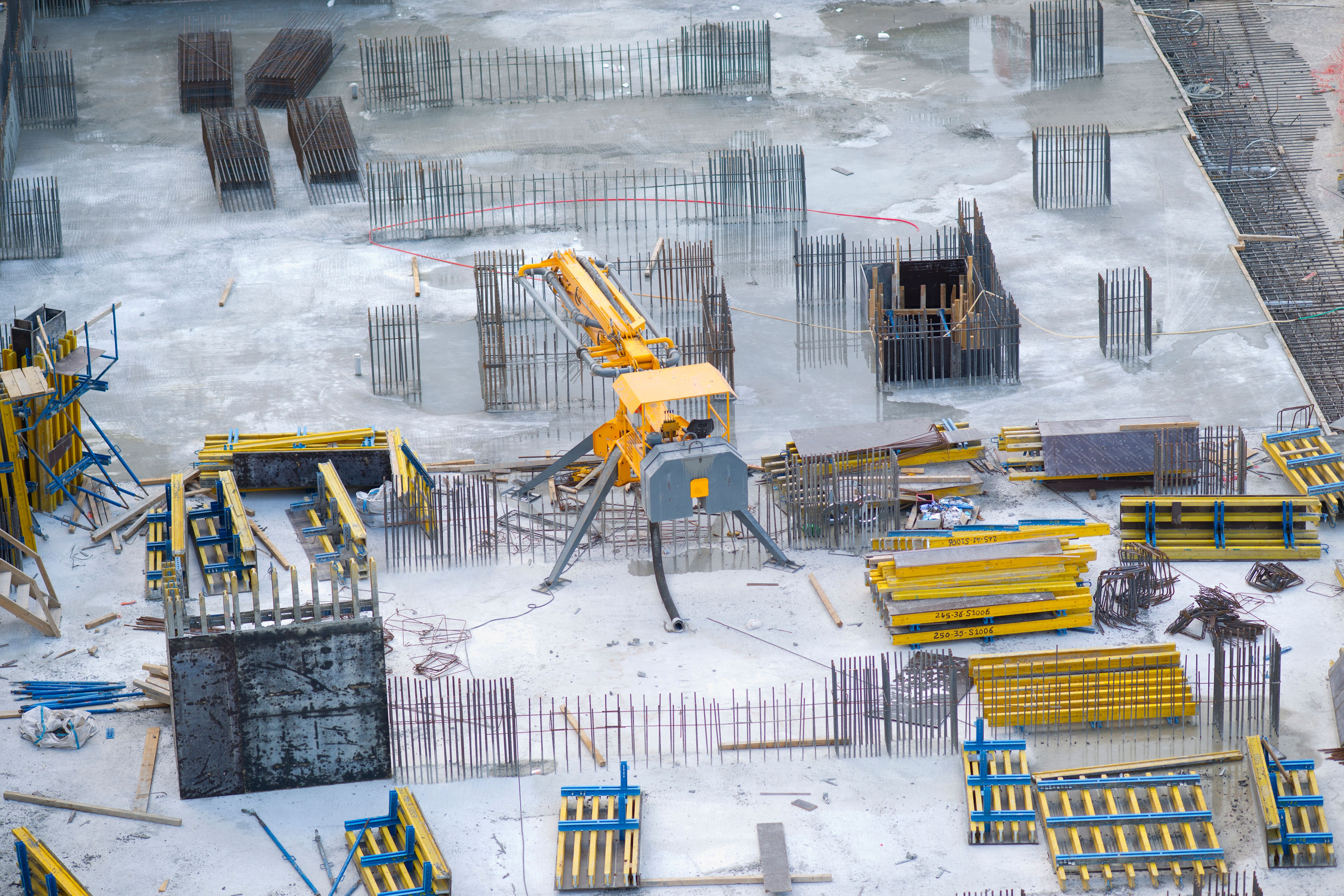 Active construction site supported by industrial procurement
